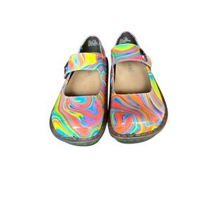 Ingaro Jane Rainbow Swirl Patent‎ Mary Jane Clogs Slip Resistant Mens 6 M